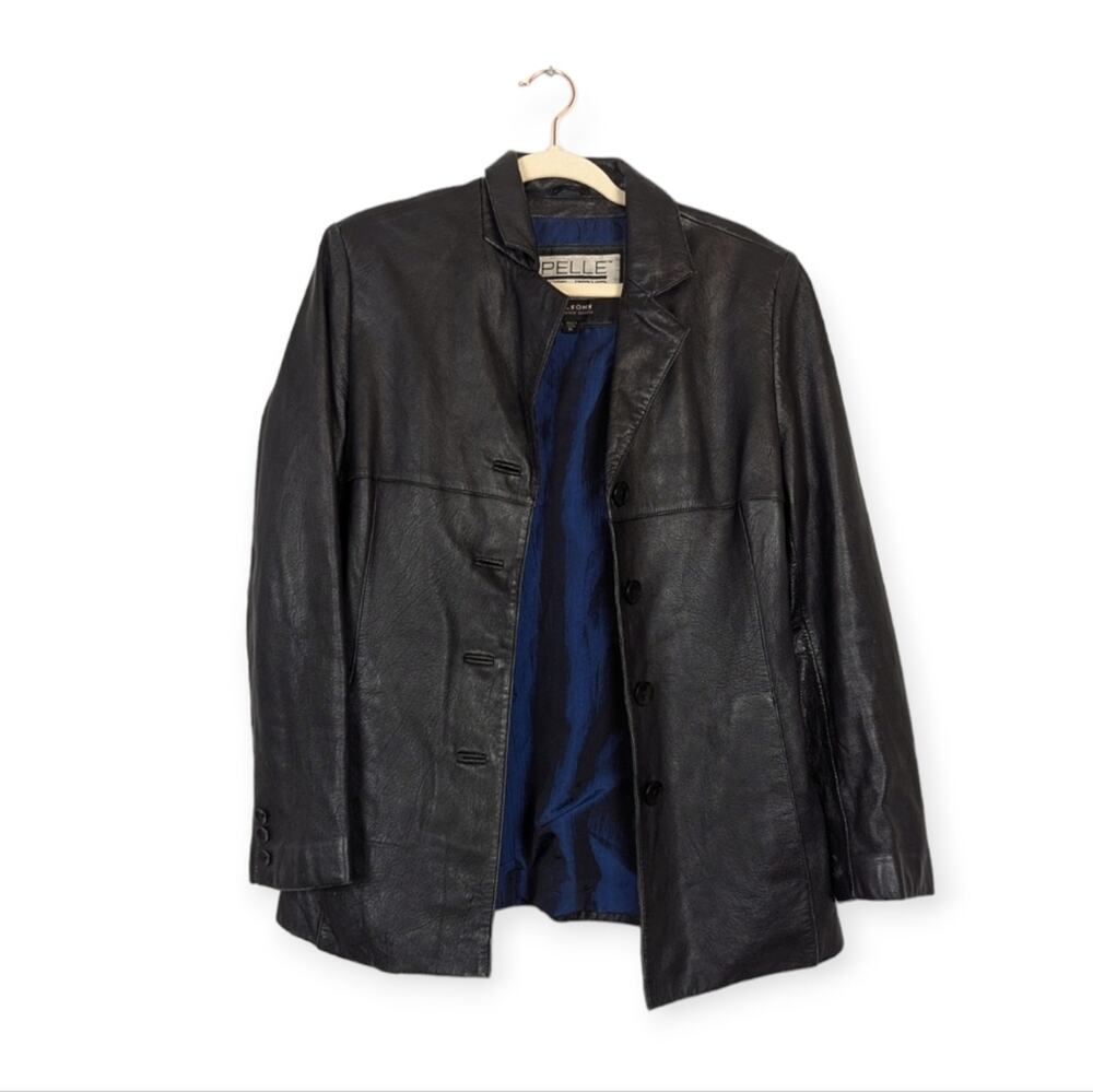 Wilsons Leather Pelle Studio Black 100% Genuine Leather Jacket